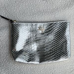 ✨️Victoria's Secret Metallic Silver Snake-Embossed Cosmetic Pouch